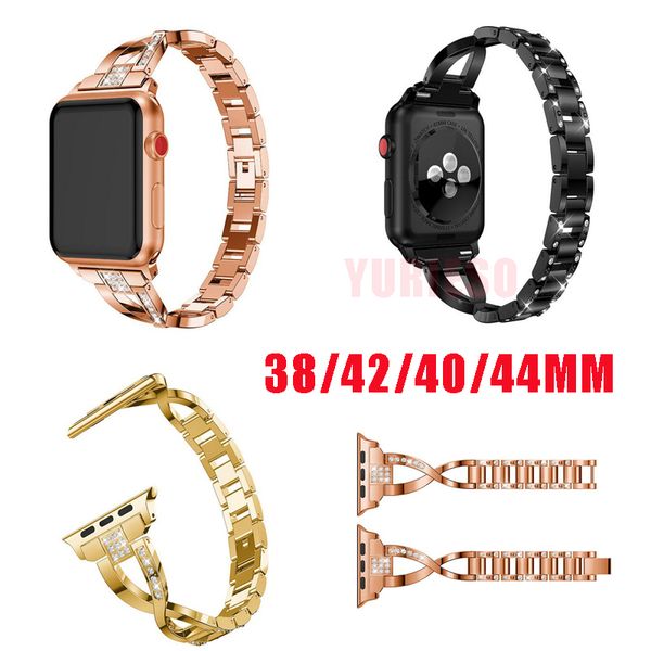 Nouveau pour 38mm 40mm 42mm 44mm Bracelet Luxe Diamant Bracelet pour Apple Watch iWatch Série 1 2 3 4 Bande Bracelet En Acier Inoxydable