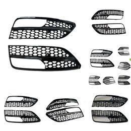 Nieuw voor Audi A3 Hatchback 2014 2015 2015 2016 Front Bumper Fog Light Lamp Grille Grill Cover Mesh Honeycomb Hex Modification Accessories