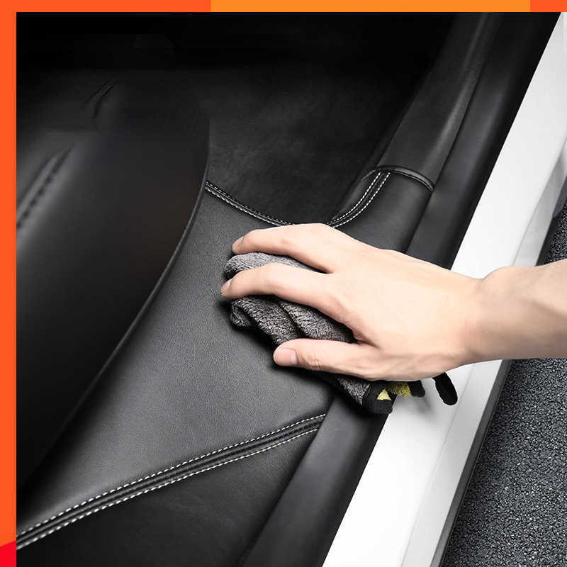 Neue Für Auto Hinten Tür Sill Schutz Für Tesla Modell Y 2023 Leder Hinten Sitz Anti-schmutzig Matte Anti kick Pad Modell Y