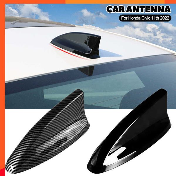 Nouveau pour Honda Civic 11th 2022 voiture en Fiber de carbone motif antenne requin aileron couverture garniture Auto toit décoratif antenne antenne accessoires