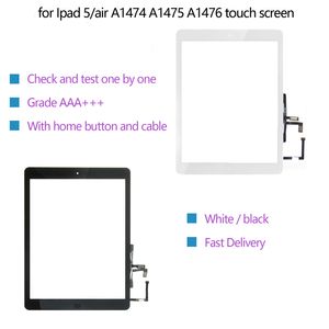 Para iPad Air 1 5 Digitalizador de pantalla táctil y botón de inicio Panel de pantalla de vidrio frontal Reemplazo A1474 A1475 A1476