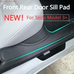 Новинка для Tesla Model 3+, накладка на передний и задний порог, дверная педаль, пороговая полоса, 4 шт. кожа, новая модель 3 Highland 2024, аксессуары