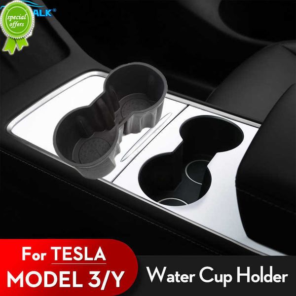 Nuevo para Tesla Model 3 Model Y 2021 2022 impermeable soporte para vaso de agua para coche caja de almacenamiento insertar Centro accesorios para automóviles