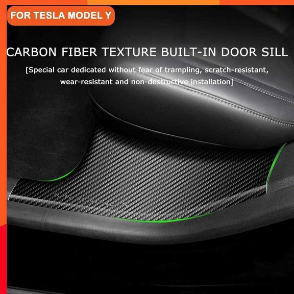 Nouveau pour Tesla modèle Y 2020-2022 seuil de porte arrière plaque Anti-coup de pied porte arrière seuil de Protection intérieur décoration accessoire