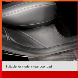 Nieuw Voor Tesla Model Y Achterdeur Lederen Padding Fiber Patroon Drempel Strip Welkom Sticker Deur Rand Strip 50*18.5*0.5 cm