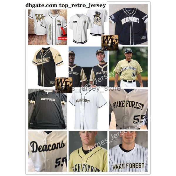 New Forest viste 2024 NCAA Custom Wake College Jersey de béisbol cosido 28 James Broderick Jerseys 31 Jake Reinisch 3 Daniel Corona 6 M