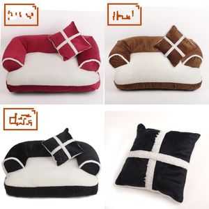 Four Seasons Pet Sofa Bed 60x40cm with Pillow, Detachable Washable Fleece Cat Bed, Warm Chihuahua Small Dog Sofa