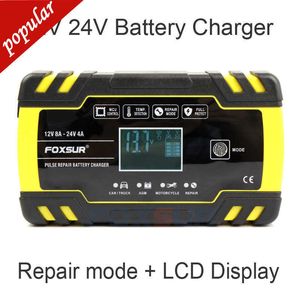 Nouveau FOXSUR 12V 24V chargeur de batterie de voiture de golf de moto mainteneur désulfateur chargeur de batterie intelligent chargeur de batterie de réparation d'impulsion