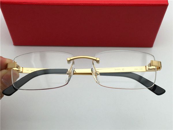 Nouveau cadre de lunettes pour hommes ultra léger plaqué or 18 carats sans cadre lunettes plates style d'affaires monture de lunettes de myopie de haute qualité