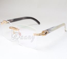 Nieuwe frameloze vierkante monturen T3524012 witte lenzen natuurlijke gemengde hoorns brillenmaat 5618140 mm monturen voor mannen en vrouwen1207658