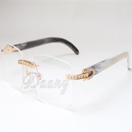 Nieuwe frameloze vierkante frames T3524012 witte lenzen natuurlijke gemengde hoorns brillenmaat 56-18-140mm frames voor mannen en vrouwen185j