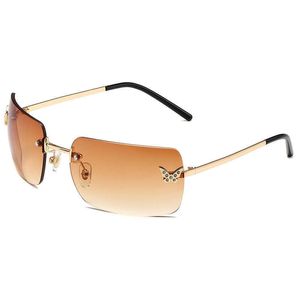 Nouvelles lunettes de soleil sans cadre à la mode Lunets Y2K Y2K Personnalisés Butterfly Diamants Sunglasses Femme