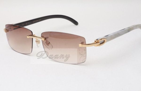Nouvelles lunettes de soleil sans cadre lunettes 3524012 lentille léopard mélange naturel corne de bœuf hommes et femmes lunettes de soleil lunettes taille de lunettes 561811723912