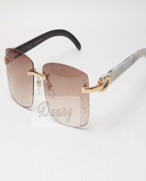 Nouvelles verres de lunettes de soleil sans cadre 3524012 LEPARD LENSE Mélange naturel Horne Ox Horaire Men et femmes Lunettes de soleil lunettes Eyeglassesize 561819321705