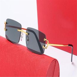 Nuevas gafas de sol deportivas de Francia para hombres, moda ambiental, hombre, mujer, vidrio, sin montura, retro, vintage, gafas doradas, marco de búfalo h268e