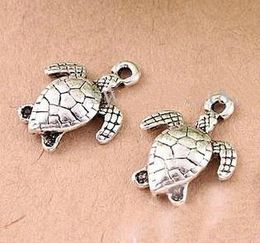 NIEUWE GRATIS VERZENDING 100 STKS / PARTIJ OUDE VERZONDEN VERPLIKTE MOOIE SEA Turtle Legering Charms Hangers 12x15mm