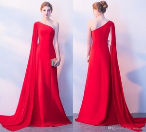 Nieuwe gratis vracht sexy en elegante rode chiffon avondjurken zwarte enkele schouder lange jurken party prom jurken HY064