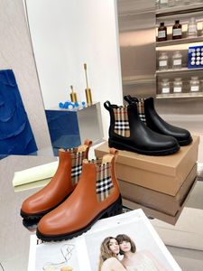 Bottines Chelsea de style français et anglais pour femme, bottines courtes Vintage à tête ronde et fond plat, en cuir contrasté, nouvelle collection automne et hiver 2022