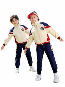 Nouvel ensemble d'uniforme scolaire de sport de style français pour enfants, vêtements scolaires de printemps et d'automne, combinaison de sport pour enfants de la maternelle.r8Zk#