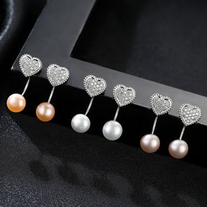 Nouvelles boucles d'oreilles en perles d'eau douce pour femmes, bijoux coréens en zircon, micro ensemble exquis, accessoires, cadeau de saint valentin, amour s925