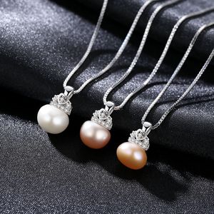 Nieuwe Zoetwaterparel S925 Zilveren Kroon Hanger Ketting Vrouwen Sieraden Korea Luxe Micro Set Zirkoon Charme Ketting Accessoires Gift