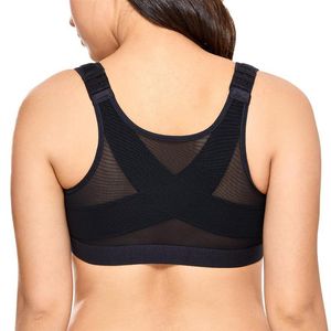 Nieuwe voorste sluiting Bra Back Support Posture beha's voor vrouwen plus size ondergoed zwart wit beige 34-40 b c d dd y200415275W