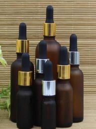 NIEUW mat amberkleurige glazen fles 10 ml 15 ml 20 ml 30 ml 50 ml 100 ml matte glazen druppelflesje met goud zilver zwart witte dop voor esse1298588