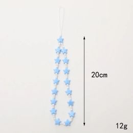 Nouvelle chaîne de téléphonie mobile Flower Flower Color Color Star Star Breded Courte-bracelet avec chaîne anti-perte anti-drop pour femmes