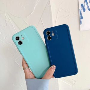 Nieuwe Frosted Solid Liquid Siliconen Telefoon Gevallen voor iPhone 13 12 11 PRO MAX XR XS X 7 8 Plus Anti-Knock TPU Beschermende schokbestendig Cover Six Colors Groothandel