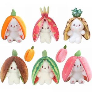 Nouveau sac de fruits transformer en lapin jouets en peluche 18cm belles longues oreilles lapin en peluche poupée douce lapin de pâques enfants cadeaux