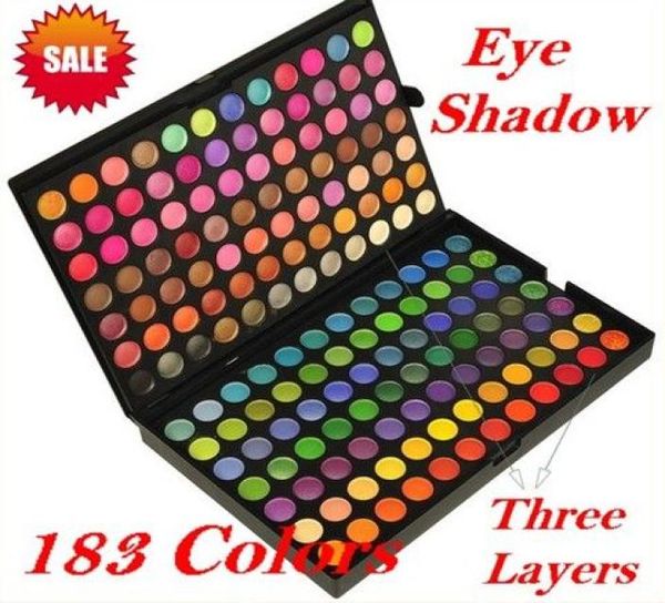 Nouvelle Palette d'ombres à paupières 183 couleurs pour maquillage couleurs chaudes 3 couches pinceaux Combo Palette5701203