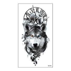 Nouvel autocollant de tatouage pour bras complet, avec demi-tête de loup, couleur crâne, ensemble étanche et respectueux de l'environnement