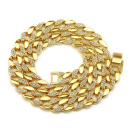 Nouveau collier de chaîne de liaison cubaine en diamant complet 14 mm Iced Out Personnalisé Chaînes de tour de cou hip hop miami bijoux pour hommes 207X