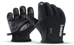 Nuevo guante de dedo completo con cremallera Ciclismo de invierno Esquí Unisex A prueba de viento Pantalla táctil Felpa Motocicleta Ciclismo Montar Guantes tácticos 3894301