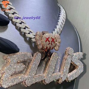 Bingbing – bijoux hip hop entièrement glacés, 2 tons, pendentif lettre Moissanite S925, chaîne cubaine, collier personnalisé pour hommes, nouvelle collection