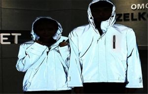 Nieuwe volledige reflecterende jas heren harajuku windjack jassen met capuchon streetwear jas nacht glanzende rits jassen jas4018708938