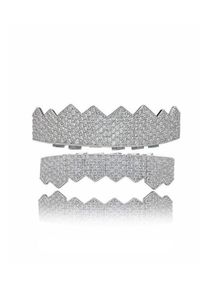 Nouveau zircon de dents zircon grillz haut de gamme 18 km en or silvery couleurs grils dentaire bouche hip hop bijoux bijoux bijoux v5fhs311114