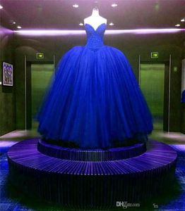 NIEUW VOLLEDIGE KRISTAL GROBLED LIDICE Corset Royal Blue Wedding Jurken Ball Jurken Aangepast Gemaakte glanzende bruidsjurk Vestido Longo de R9876980