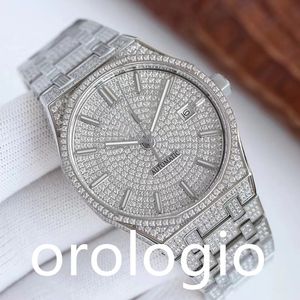 nieuw volledig geboord herenhorloge automatisch mechanisch horloge 41 mm met diamanten ingelegde fijne stalen armband mode zakelijk montre de luxe