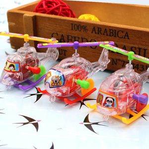 Nieuwe Fun Mini Winden Transparante Kleine Vliegtuigen Lente Toys Classics Outdoor Clockwork Aircraft Wind Toys Gift