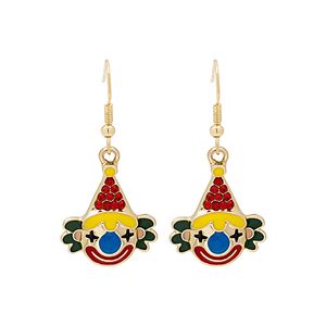 Nieuwe Grappige Legering Ingelegde Steentjes Drop Earring Circus Clown Art Dangle Oorbellen Mode Persoonlijkheid Oor Sieraden