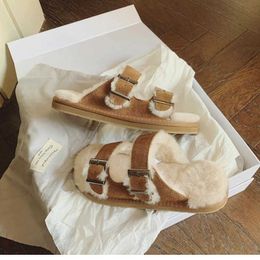 Nouvelles sandales de fourrure à l'intérieur de Cork Slipper Automne Femmes hiver