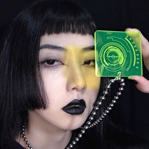 Nieuwe futuristische hacker hanger ketting voor vrouwen acryl neon groene kettingen trendy sieraden koele accessoires voor heren204T