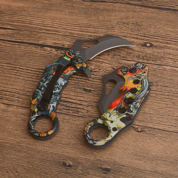 NUEVO G3816 X73 KARAMBIT CUCHO 440C Titanio Cubra de titanio Manejo de acero Cañas tácticas plegables Herramienta de bolsillo EDC al aire libre con caja minorista