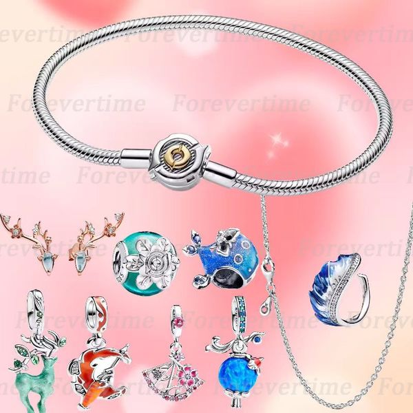 Nouveaux jeux Bracelets de créateurs de charme pour femmes S925 Silver Fluorescent Deer Pendants Deers Boucles d'oreilles Collier FIT