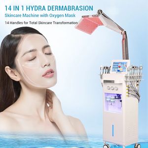 Nieuwe generatie microdermabrasie Oxygen Jet 14 in 1 apparaat Huid gerevitaliseerd Face Lifting Exfoliërende Cutine Rimpel Dode Huid Remover met PDT Zuurstofmasker