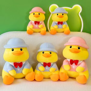 Nuevo Caballero pato de peluche de juguete muñeca suave pajarita sombrero pato muñecas trompeta almohada regalo