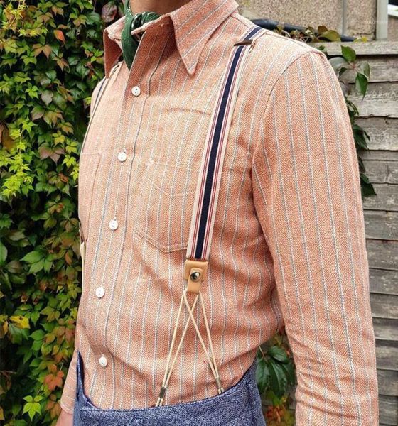 Nouveau Gentleman rétro bretelles pantalon fronde élastique jarretelle pour hommes pantalon bouton Type sangle jupe Vintage Suspender13226893