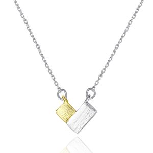 Nouveau Design géométrique deux couleurs plaqué or pendentif collier bijoux mode exquis s925 argent femmes collier chaîne collier