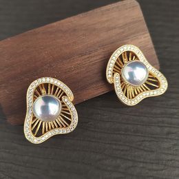 Nouvelle géométrique creuse de grandes boucles d'oreilles de perles bague à la mode et élégants boucles d'oreilles ornées bijoux oreille-9910